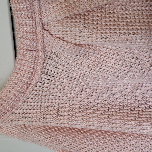 ANTHRO Deletta Oversized Cold Shoulder Waffle Knit Sweater Top, Small, Peach - Picture 8 of 13